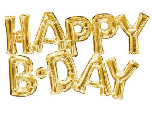Gold Happy Birthday Capital Letter Foil Balloons
