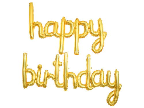 Gold Happy Birthday Cursive Letter Foil Balloons