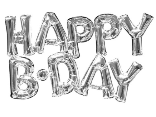 Silver Happy Birthday Capital Letter Foil Balloons