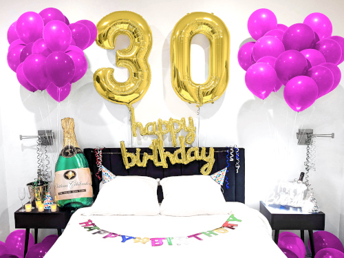 Happy Birthday Room Decoration in Pink with Number Balloons