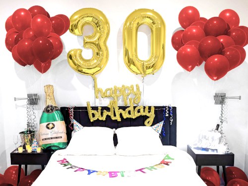 Birthday surprise for boyfriend in room top
