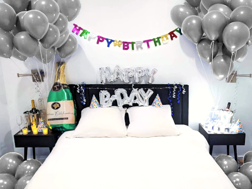 Happy Birthday Room Decoration in Silver