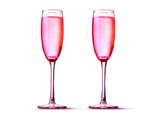 champagne flutes with pink champagne