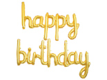 happy birthday gold foil lowercase cursive letter balloon