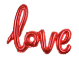 love red cursive foil balloon